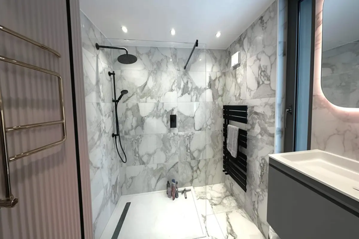 Luxury walk-in shower installation in London